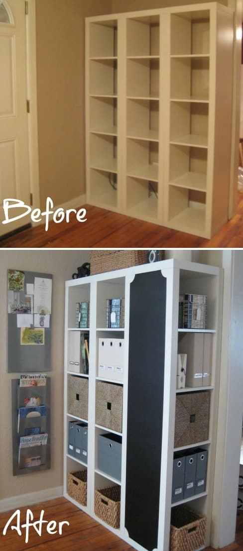 Ikea furniture hack shelf -- Easy DIY furniture makeovers and ideas! A lot of repurposed thrift store projects and chalk paint ideas so that you can do it for cheap. Before and after photos of dressers, tables, shelves, tv stands and more! For bedrooms and living rooms. Listotic.com