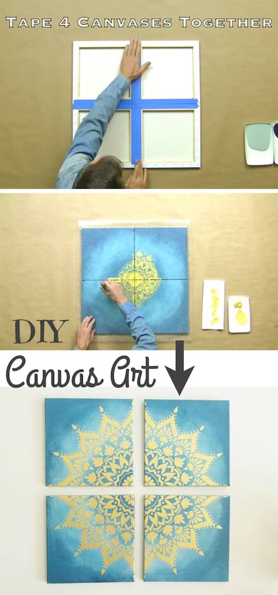 Cool art project for teens! Easy DIY canvas painting idea-- the coolest wall art! Easy DIY craft ideas for adults for the home, for fun, for gifts, to sell and more! Some of these would be perfect for Christmas or other holidays. A lot of awesome projects here! Listotic.com