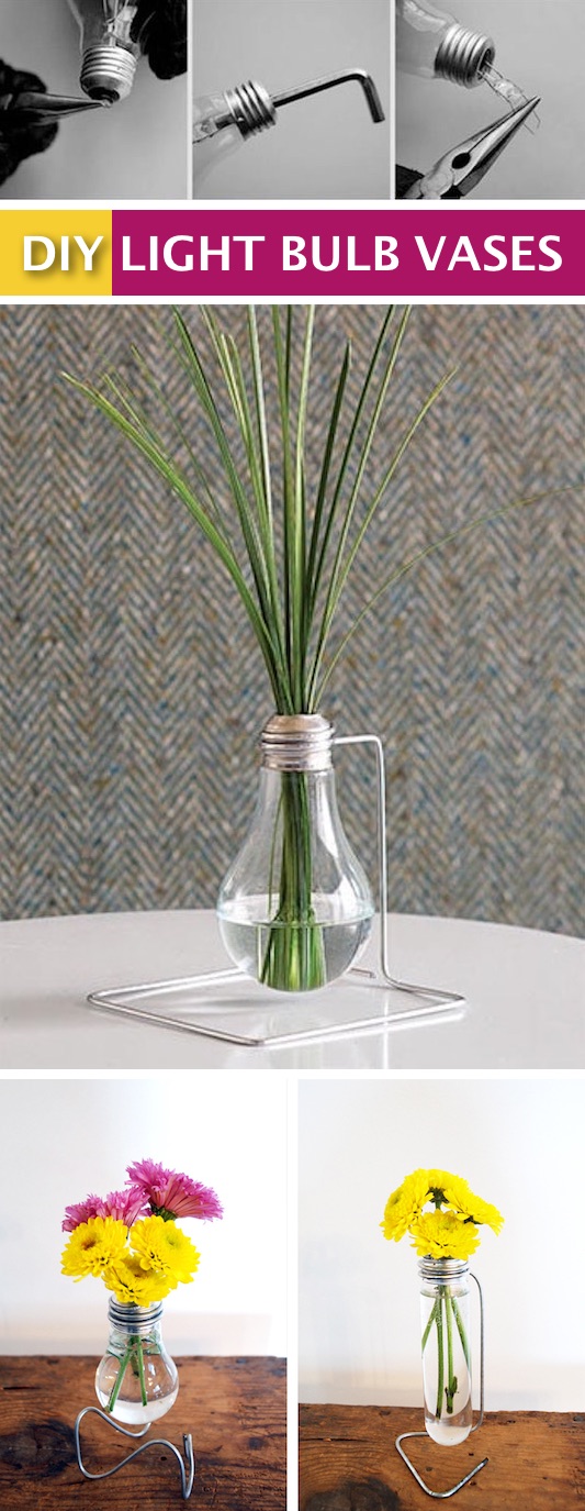 DIY light bulb vase tutorial. -- Easy DIY craft ideas for adults for the home, for fun, for gifts, to sell and more! Some of these would be perfect for Christmas or other holidays. A lot of awesome projects here! Listotic.com