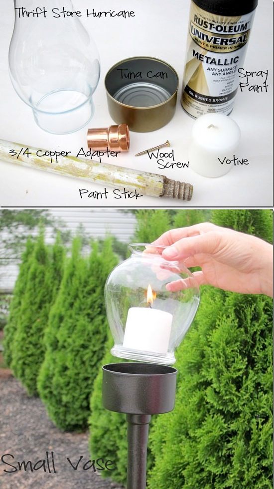 DIY outdoor candle holder made out of a tuna can! -- Easy DIY craft ideas for adults for the home, for fun, for gifts, to sell and more! Some of these would be perfect for Christmas or other holidays. A lot of awesome projects here! Listotic.com