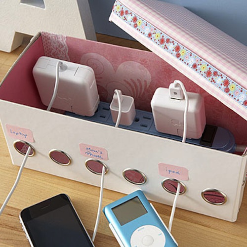 Homemade charging station. -- Easy DIY craft ideas for adults for the home, for fun, for gifts, to sell and more! Some of these would be perfect for Christmas or other holidays. A lot of awesome projects here! Listotic.com