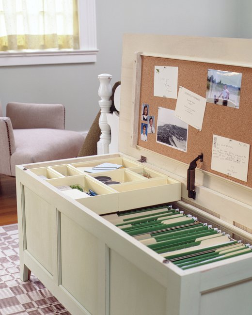 Small office storage solutions and organizing idea. -- Easy DIY furniture makeovers and ideas! A lot of repurposed thrift store projects and chalk paint ideas so that you can do it for cheap. Before and after photos of dressers, tables, shelves, tv stands and more! For bedrooms and living rooms. Listotic.com