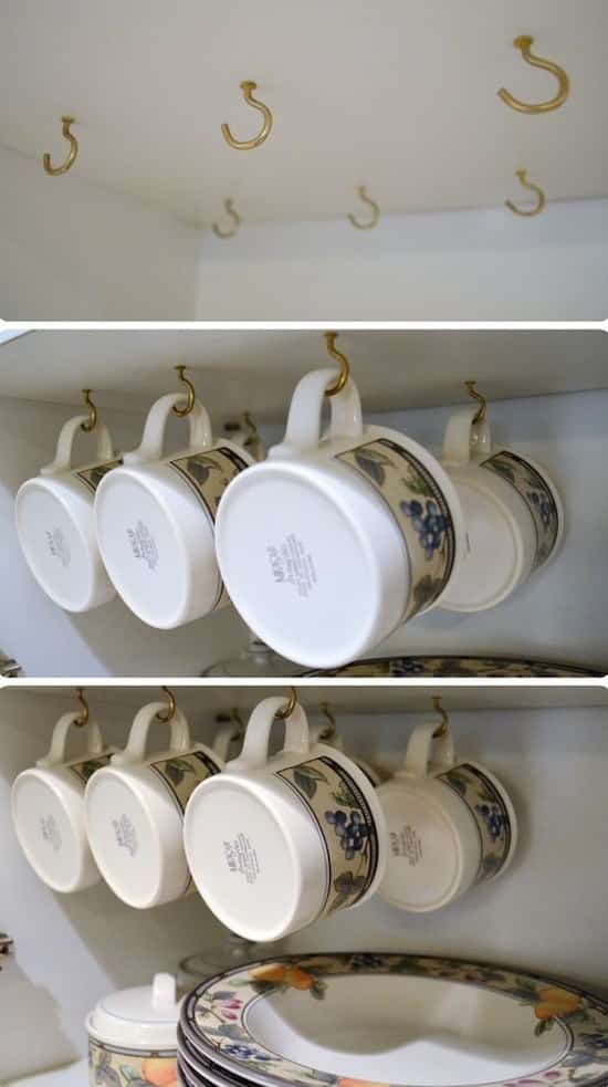 How to organize small kitchen cabinets for cheap. -- Easy DIY small kitchen organization ideas and storage tips for your cabinets, your countertops, under your sink and in your pantry! I'll bet you could go to the dollar store or dollar tree and do these projects for cheap. These hacks are great for apartments! Listotic.com  