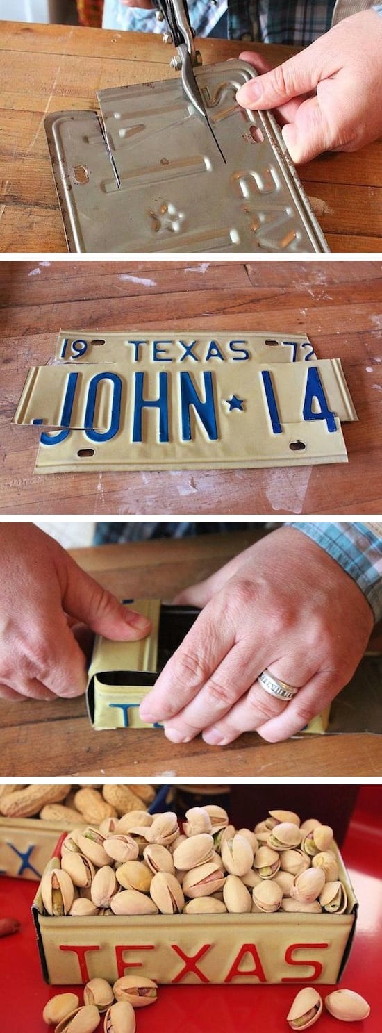 DIY License Plate Box -- Veel makkelijke en leuke knutselideeën voor in huis! Ik wed dat je een aantal van deze zou kunnen maken en verkopen. 