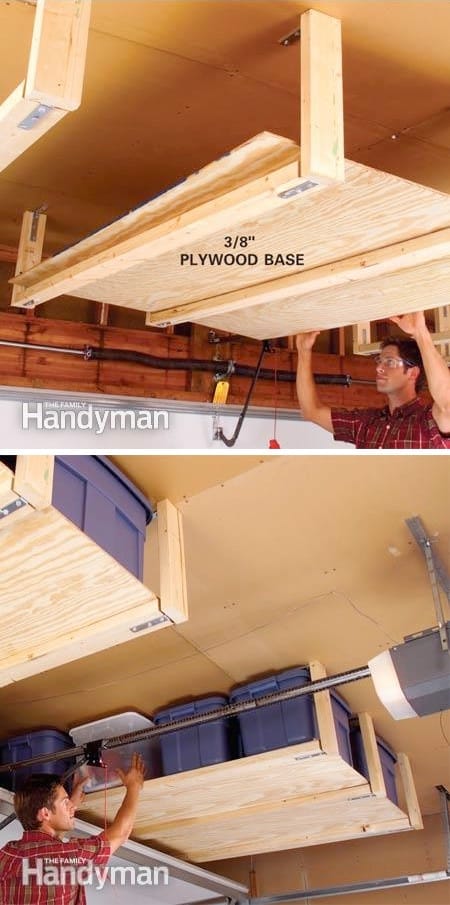 How to create extra space in the garage for storage. -- Easy DIY garage organization ideas and storage tips! A ton of cheap inspiration to get you organized. Everything from shelves to tools! Men AND women will love these tips and tricks. Listotic.com