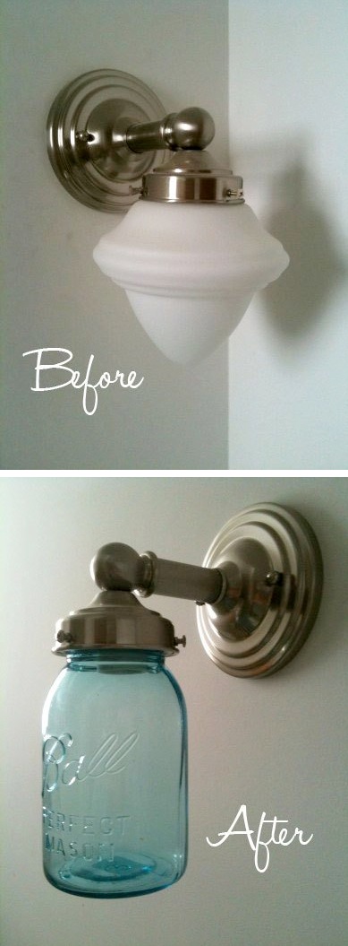20 Of The Best Mason Jar Projects | Turn an outdated light into a charming one!
