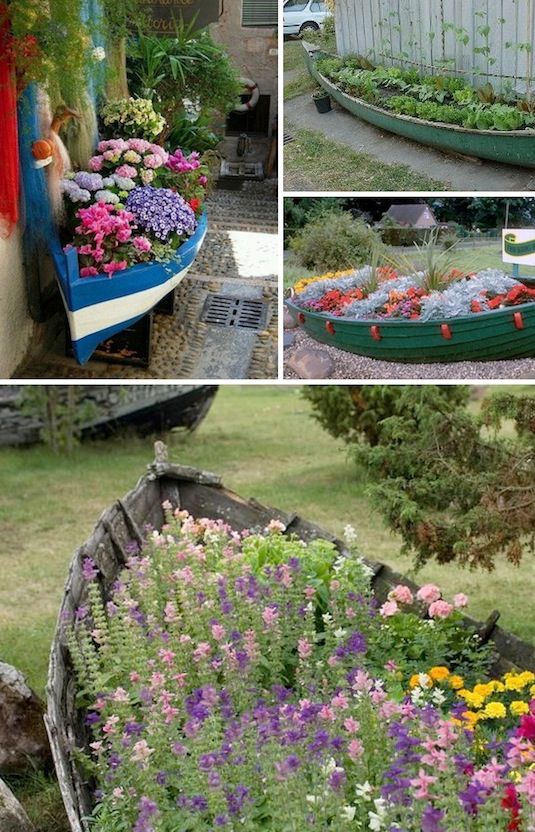 Old boats as planters