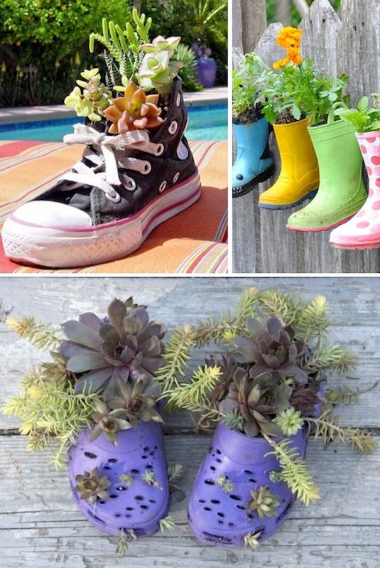 24 Creative Garden Container Ideas | Shoe planters!