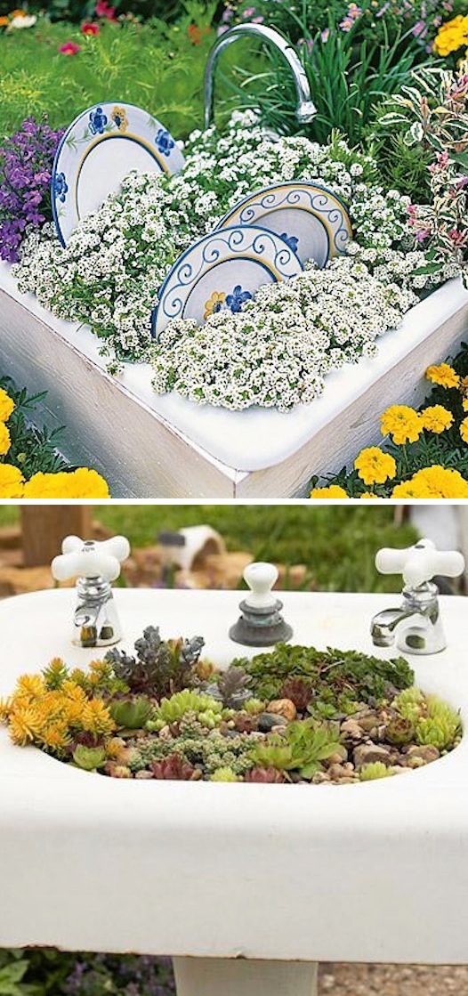 24 Creative Garden Container Ideas | Sink planters!