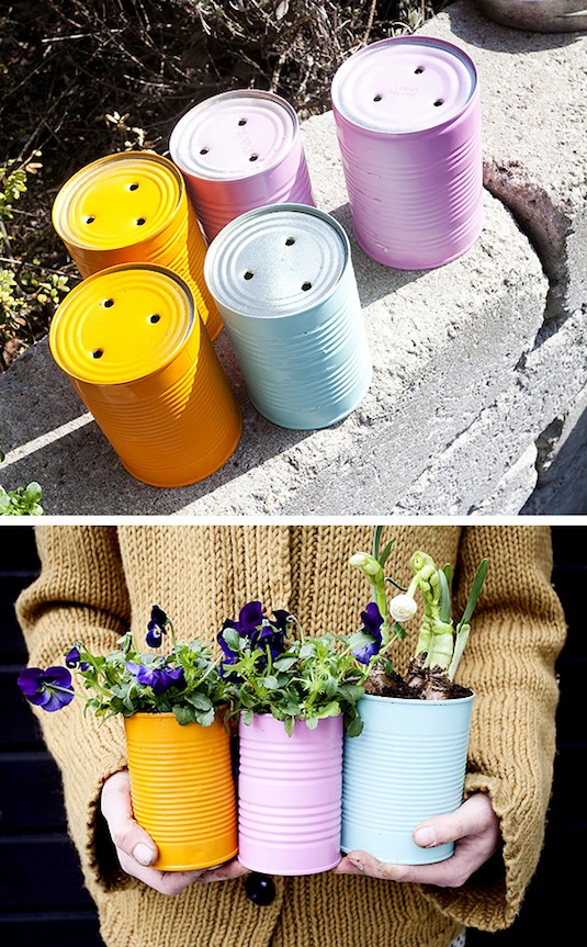 Tin can planters