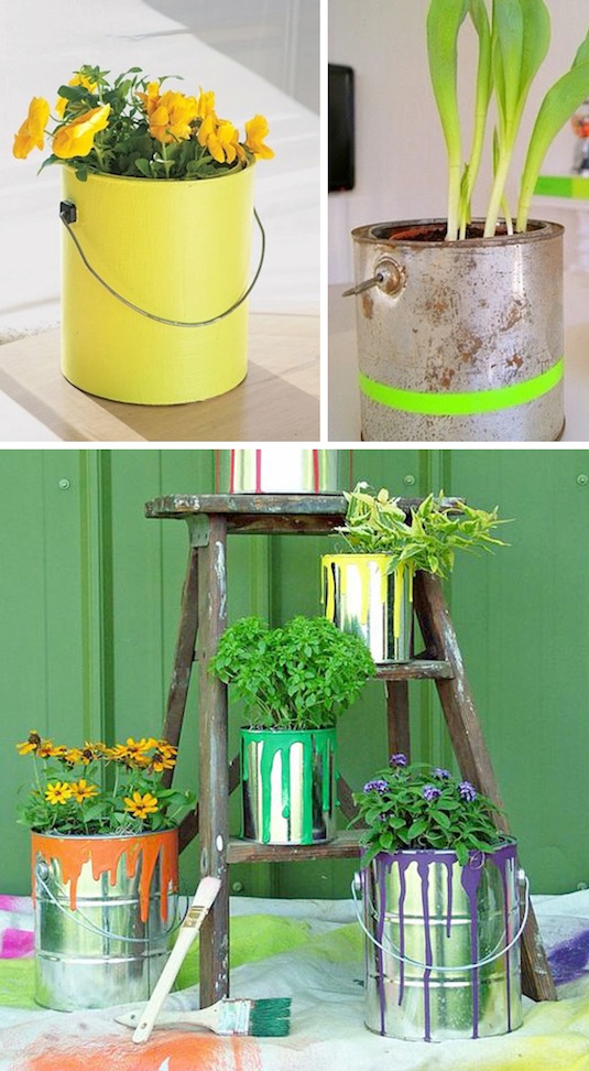 Use paint cans as planters