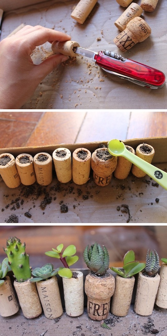 Wine cork planters