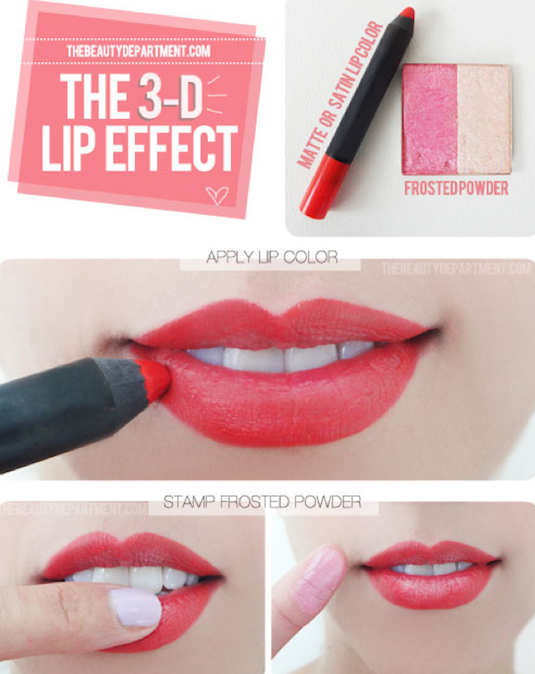 How to give your lips a 3D effect! -- Makeup tips and tricks for beginners, teens and even experts! These beauty hacks and step-by-step tutorials are perfect for women of any age, older or younger. Easy ideas and life hacks every girl should know. :) Listotic.com 