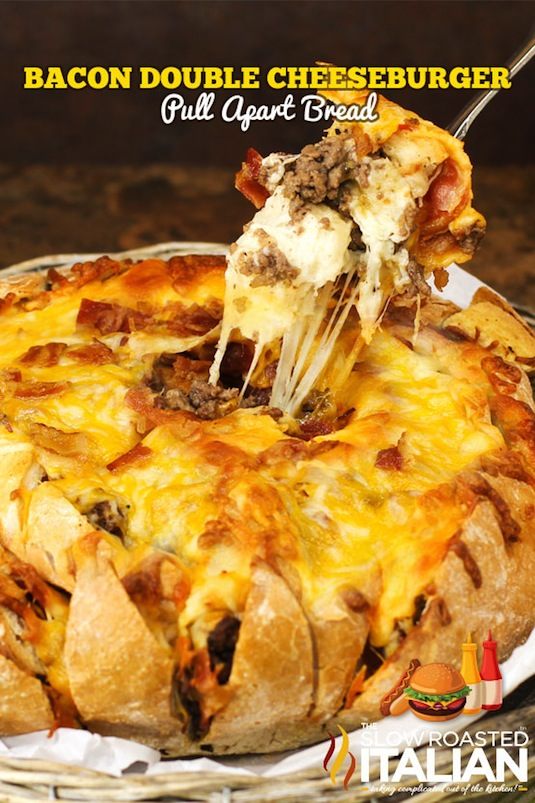 42 Mouthwatering Pull-Apart Recipes | Bacon Cheeseburger Pull-Apart Bread