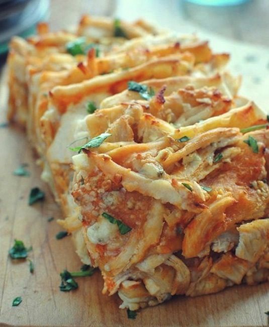 42 Mouthwatering Pull-Apart Recipes | Buffalo Chicken Pull-Apart Bread