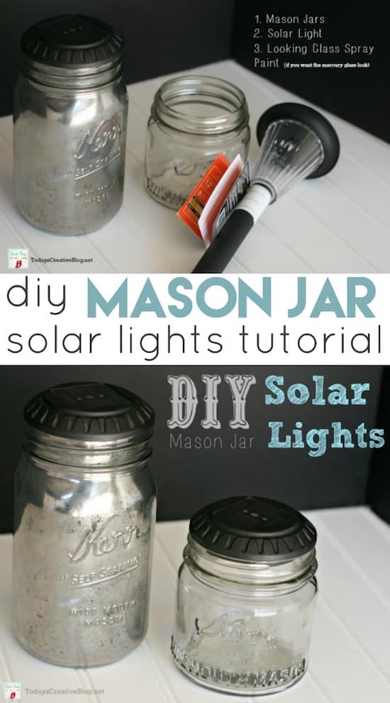 Mason Jar Solar Lights -- DIY mason jar crafts and ideas for Christmas, holidays, gifts, home decor and more! Kids and teens love these projects! Listotic.com