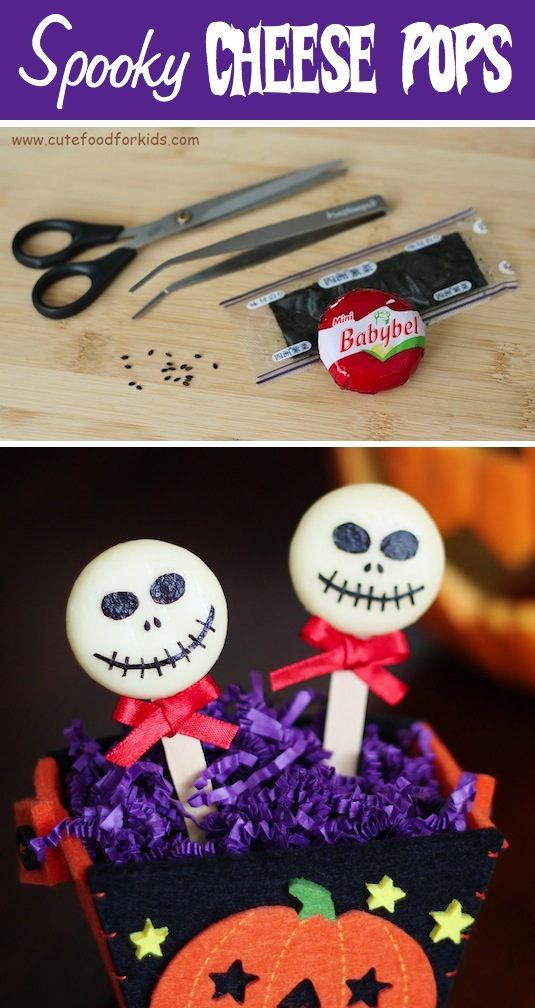 spooky cheese pops, see more at //homemaderecipes.com/healthy/16-halloween-treats/