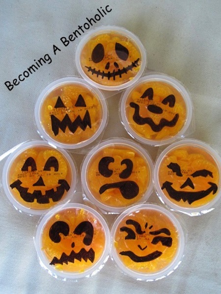 Jack'o'lantern fruit bowls creative ideas for kids.