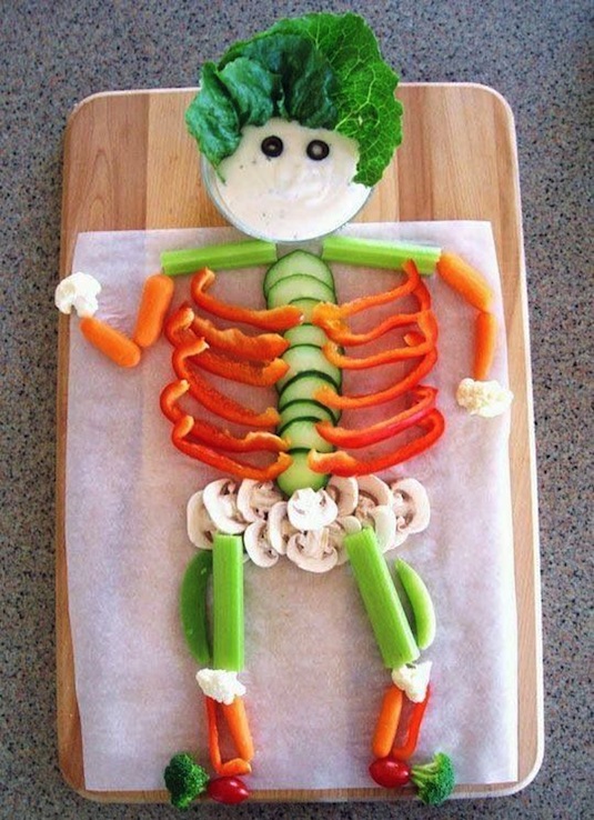 DIY skeleton veggie platter tray.