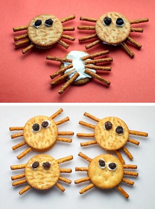 Spider cream cheese peanut butter crackers recipes for kids.