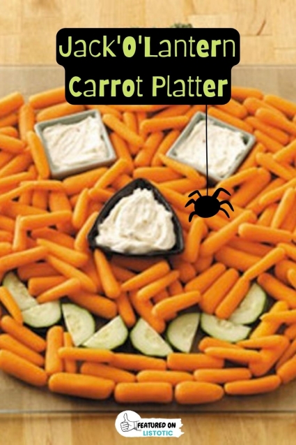 Jack'o'lantern carrot platter.