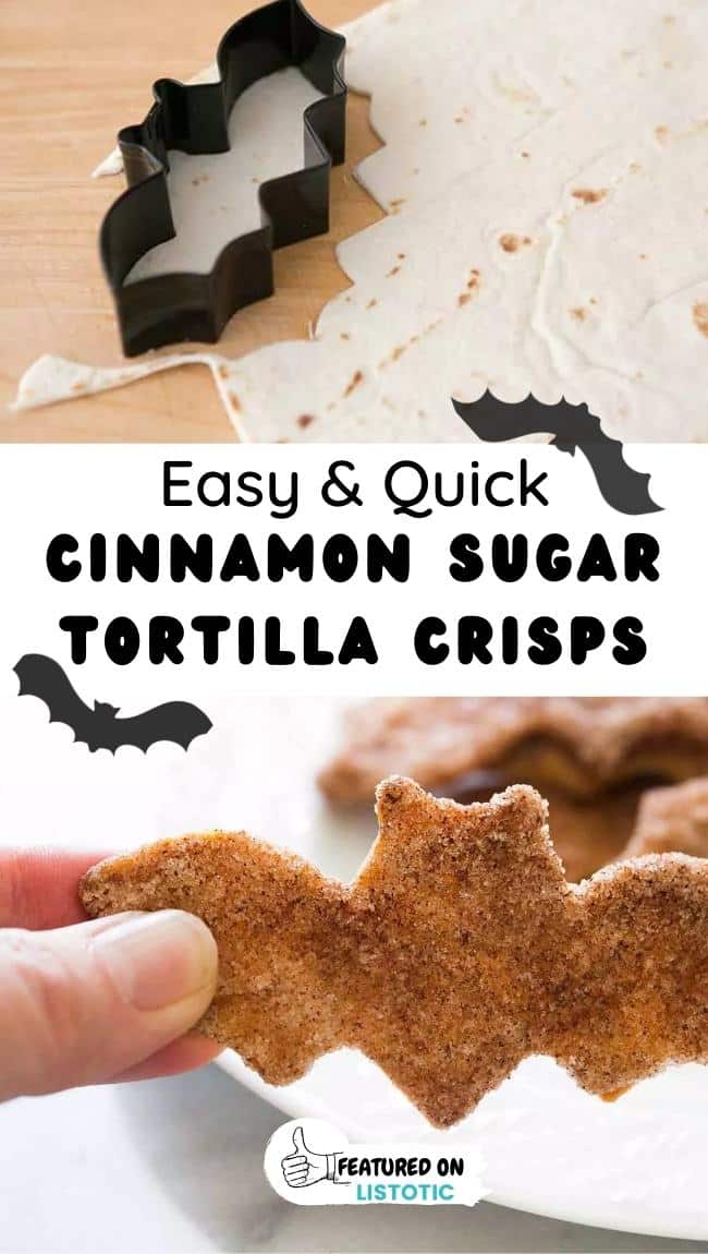 bat shaped flour tortilla coated in cinnamon sugar