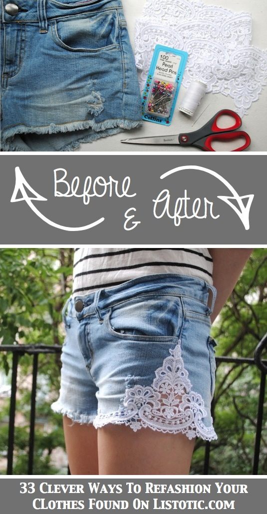 10 Minute DIY Lace Denim Jeans Refashion Tutorial - Creative Fashion Blog