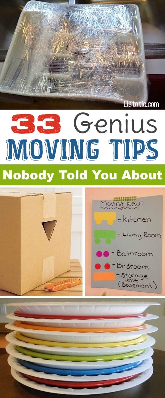 Lots of clever moving, packing and organizing tips for houses, apartments and out of state or long distance moves! Moving into a new house? Here you will find clever moving hacks everyone should know, including a moving checklist. Listotic.com