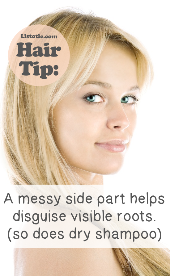 messy side part trick