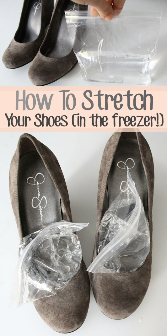 How to stretch your shoes! ~ A great list of DIY style, clothing and life hacks every girl should know! Everything from organization to bra straps! Tips for teens and women. Listotic.com