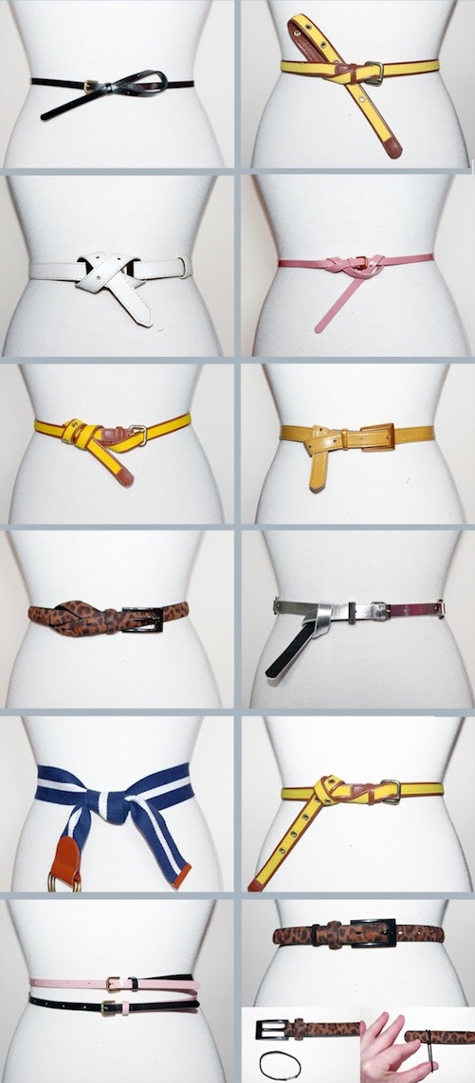fun and creative ways to wear a belt ~ A great list of DIY style, clothing and life hacks every girl should know! Everything from organization to bra straps! Tips for teens and women. Listotic.com