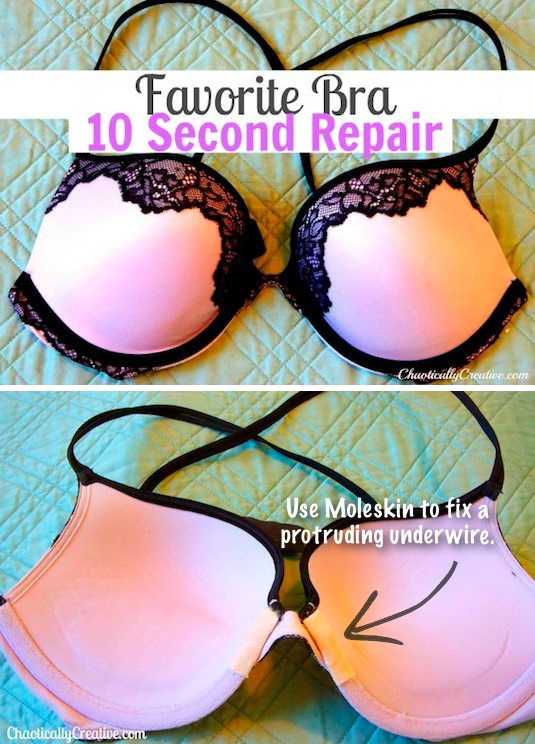 How to easily fix protruding underwire in your bra! ~ A great list of DIY style, clothing and life hacks every girl should know! Everything from organization to bra straps! Tips for teens and women. Listotic.com