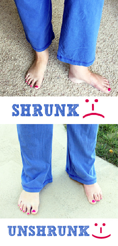 #4 How to unshrink pants! ~ A great list of DIY style, clothing and life hacks every girl should know! Everything from organization to bra straps! Tips for teens and women. Listotic.com