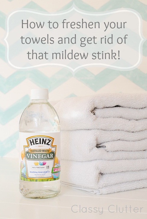 How to remove mildew smell from towels -- DIY household cleaning tips, tricks and hacks for your home bathrooms, kitchens, bedrooms, floors, furniture and more! Perfect for a lazy girl like me. Listotic.com 