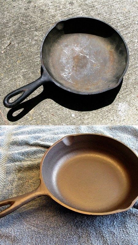 how to clean cast iron pans and pots -- DIY household cleaning tips, tricks and hacks for your home bathrooms, kitchens, bedrooms, floors, furniture and more! Perfect for a lazy girl like me. Listotic.com 