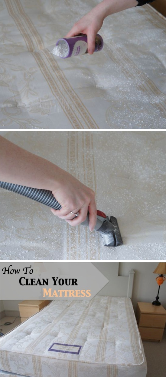 The best and easiest way to clean a mattress. -- DIY household cleaning tips, tricks and hacks for your home bathrooms, kitchens, bedrooms, floors, furniture and more! Perfect for a lazy girl like me. Listotic.com 