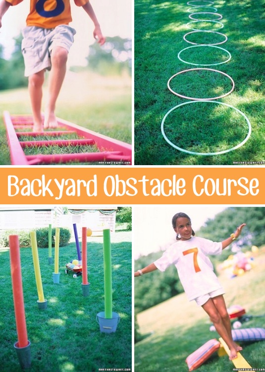 32 Of The Best DIY Backyard Games You Will Ever Play -- DIY backyard obstacle course! I love the pool noodle and hoola hoop ideas. 