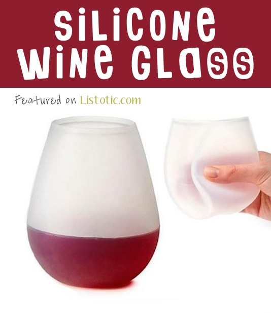 21 Brilliant Silicone Inventions -- A wine glass you can take to the beach or into the pool!!