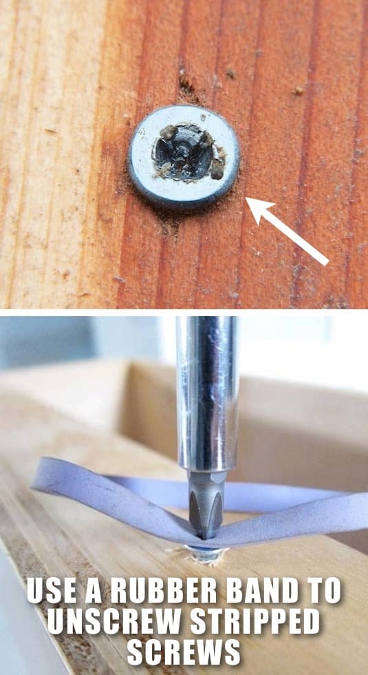 How to remove a stripped screw the easy way -- Clever DIY life hacks every girl should know! For organization, crafts, ideas, beauty, school, home or just little tips and tricks that will make your life easier. Listotic.com 