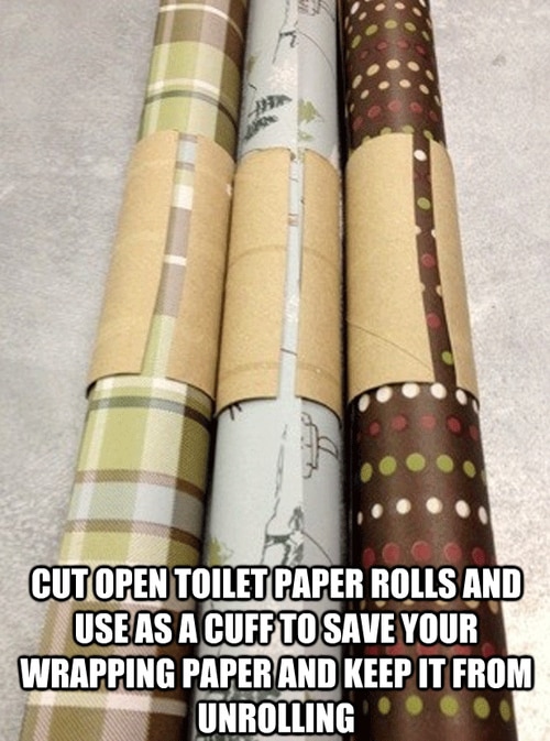 The cheap and easy way to organize Christmas wrapping paper! -- Clever DIY life hacks every girl should know! For organization, crafts, ideas, beauty, school, home or just little tips and tricks that will make your life easier. Listotic.com 