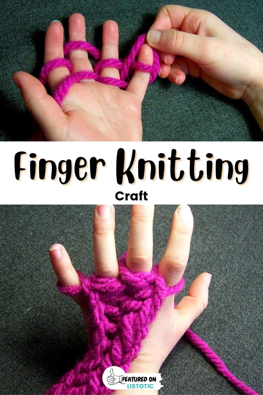 Finger knitting.