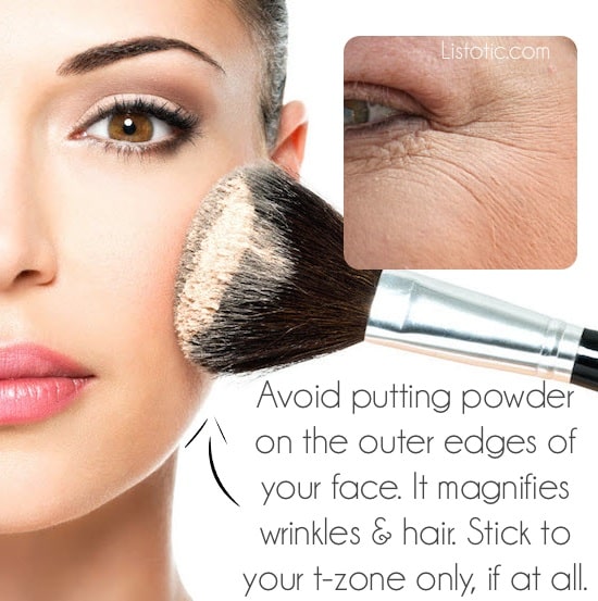 #13. Wearing face powder (in the wrong places) | 20 Beauty Mistakes You Didn't Know You Were Making