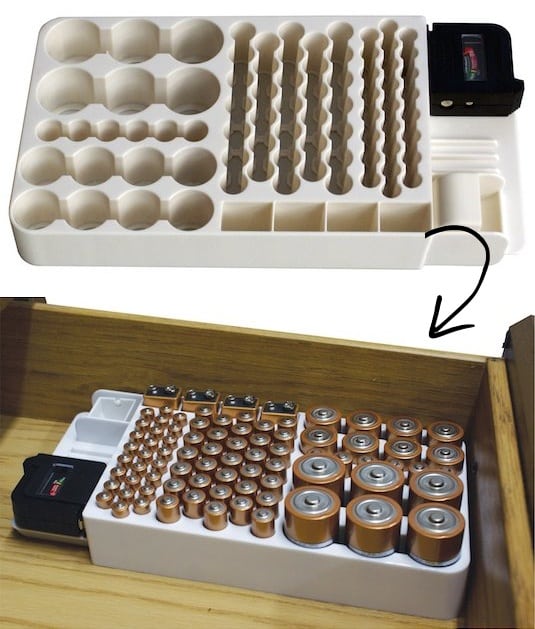 #1. Battery Organizer -- A ton of easy and cheap organization and storage ideas for the home (car too!). A lot of these are really clever storage solutions for small spaces, bedrooms, bathrooms, closets, kitchens and apartments. | Listotic.com