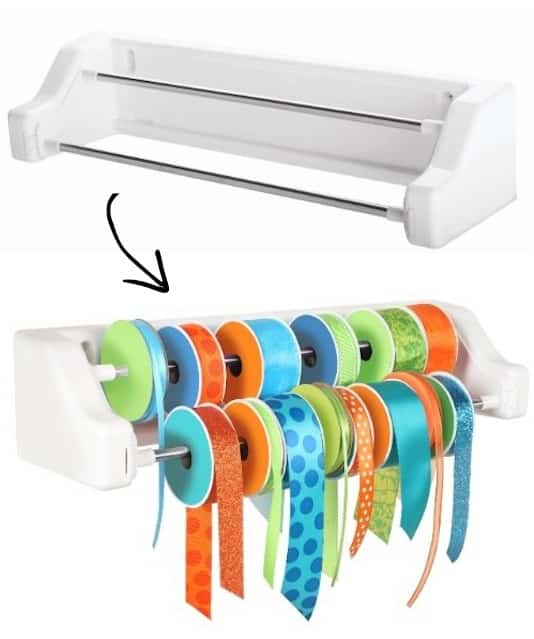 Ribbon Organizer and storage solution -- A ton of easy and cheap organization and storage ideas for the home (car too!). A lot of these are really clever storage solutions for small spaces, bedrooms, bathrooms, closets, kitchens and apartments. | Listotic.com