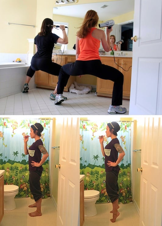 #9. Do squat holds and calf raises while getting ready. -- 11 Sneaky Ways To Burn More Calories Every Day