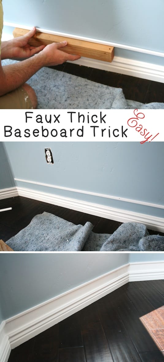 Baseboard and trim idea to make them look bigger! -- A list of some of the best home remodeling ideas on a budget. Easy DIY, cheap and quick updates for your kitchen, living room, bedrooms and bathrooms to help sell your house! Lots of before and after photos to get you inspired! Fixer Upper, here we come. Listotic.com