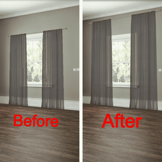 #12. How to hang your curtains to give the illusion of larger windows. -- 27 Easy Remodeling Projects That Will Completely Transform Your Home