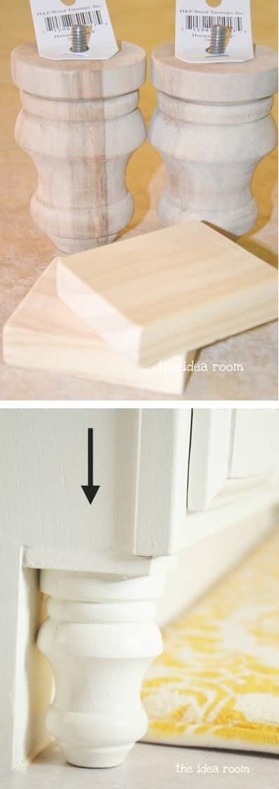 Add wood accents to builder grade cabinets for a custom look! -- A list of some of the best home remodeling ideas on a budget. Easy DIY, cheap and quick updates for your kitchen, living room, bedrooms and bathrooms to help sell your house! Lots of before and after photos to get you inspired! Fixer Upper, here we come. Listotic.com