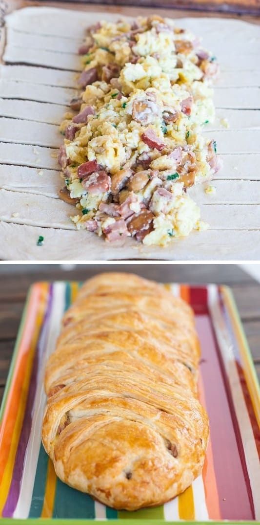 Scrambled Egg Braid -- Quick, fast and easy breakfast ideas for a crowd (brunches and potlucks)! Some of these are make ahead, some are healthy, and some are simply amazing! Everything from eggs to crockpot casseroles! Your mornings just got a little better. Listotic.com
