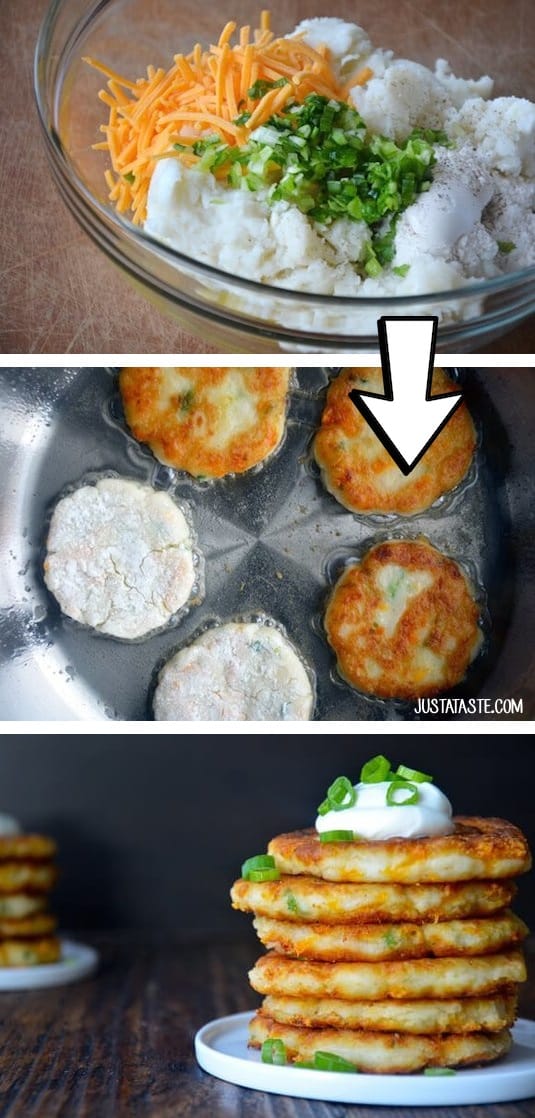 #1. Turn leftover mashed potatoes into cheesy potato cakes! | 24 Creative Ways To Use Leftovers